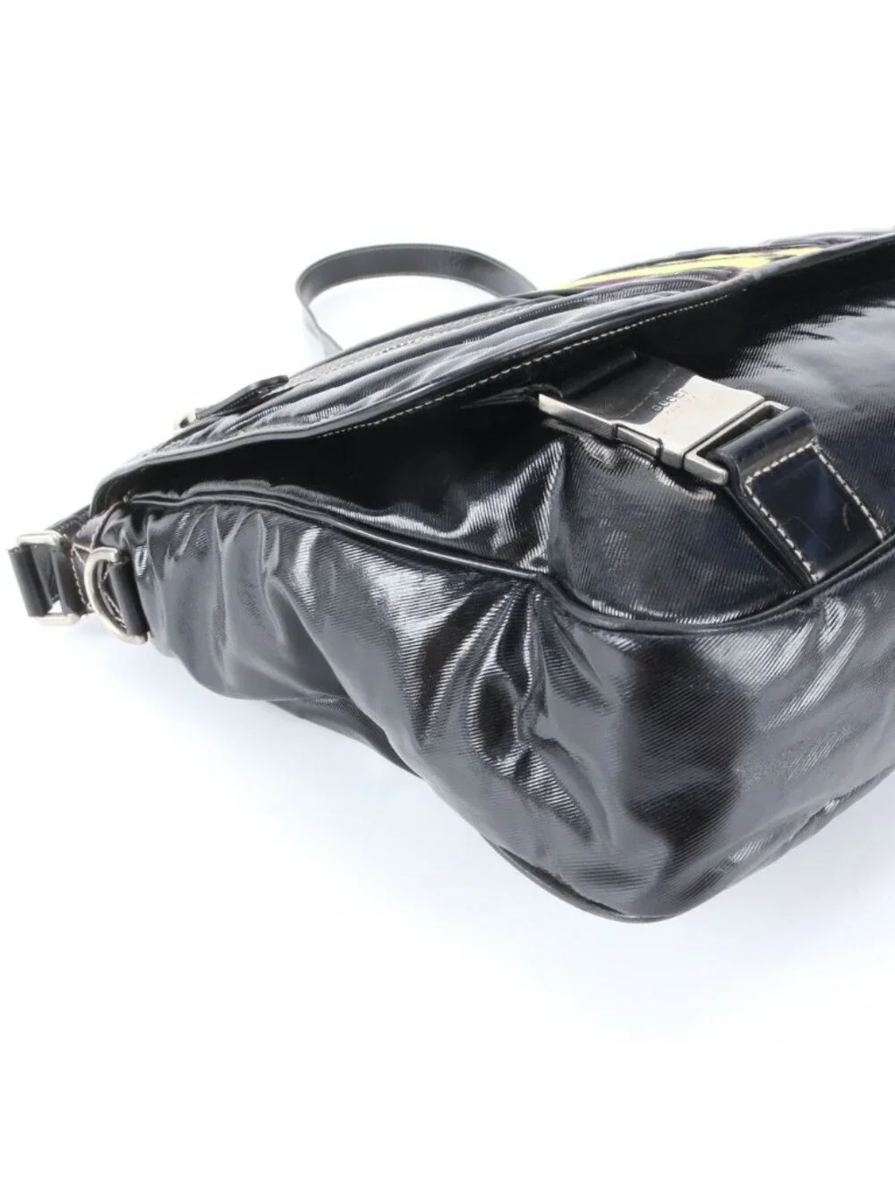 Gucci Crest Emblem Quilted Shoulder Bag Crossbody Messenger Business Black